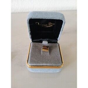 Authentic Christian Dior Tiny Red Ruby Tie Tack Goldtone Square